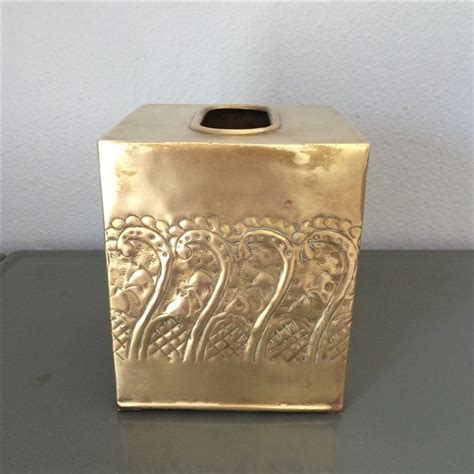 vintage metal tissue box cover|vintage brass tissue box cover.